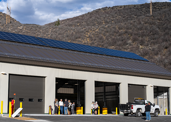The exterior of Avon's new all-electric public works garage