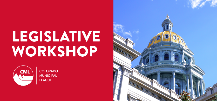 Red block with text with photo of state capitol