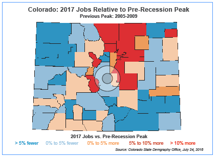 Colorado: 2017 Jobs Relative to Pre-Recession Peak